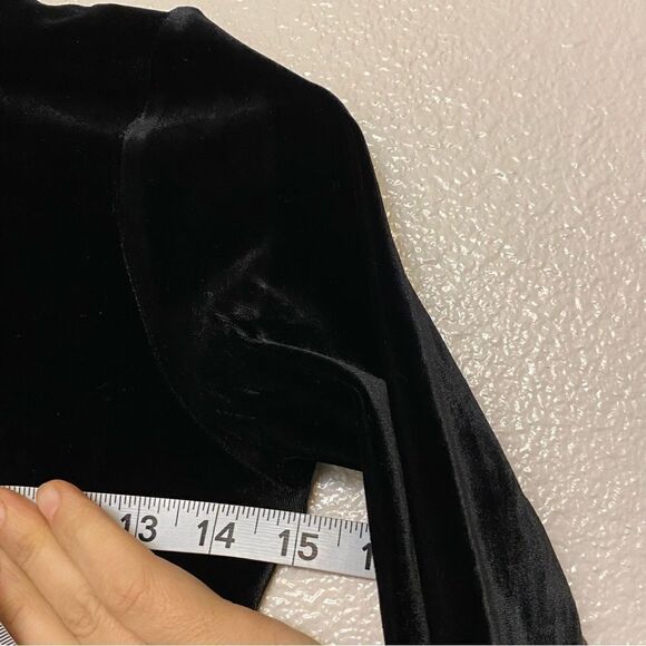 GK elite gymnastics competition leotard long sleeve black velvet rhinestone -S - Picture 7 of 9